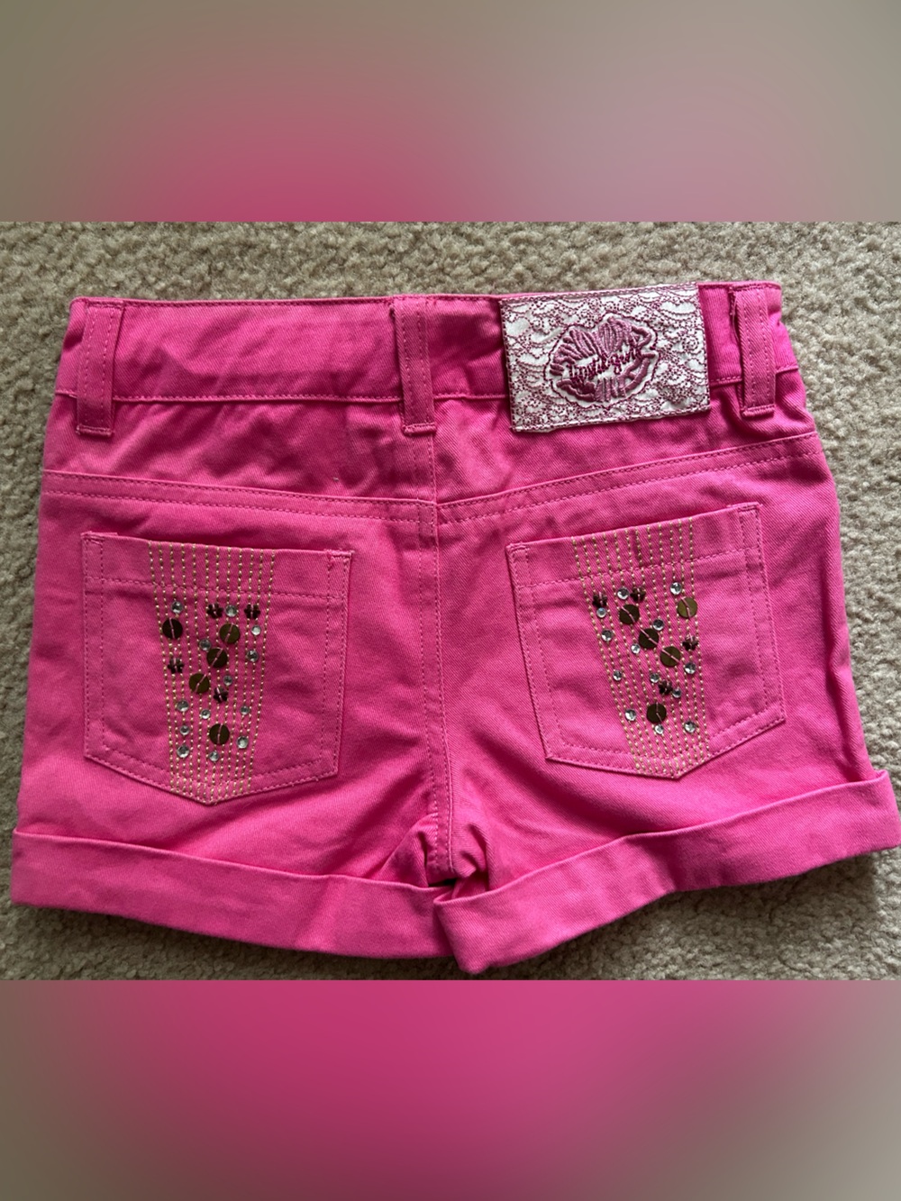 Lipstick Girls Hot Pink Embellished Shorts Sequins Size 5